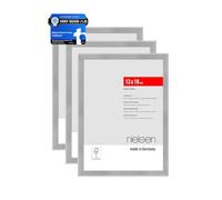 nielsen Atlanta Aluminium Picture Frame Brushed Silver 5x7in, 13x18cm, Set of 3 with Push and Turn Clips