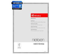 nielsen Atlanta Aluminium Picture Frame - Brushed Silver A3, 29.7x42cm - with Synthetic Glass and Push-Turn Clips