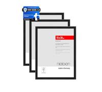 nielsen Atlanta Aluminium Picture Frame Frosted Black 15x20cm, Set of 3 with Push and Turn Clips