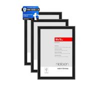 nielsen Atlanta Aluminium Picture Frame Frosted Black 4x6in, 10x15cm, Set of 3 with Push and Turn Clips