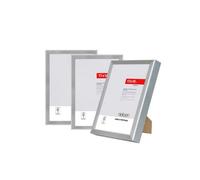 Nielsen Atlanta Brushed Silver Aluminium Picture Frame 5X7In, 13X18Cm (3 Pack) With Synthetic Glass And Push/turn Clips