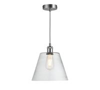 nielsen Bramford Domed Pendant Light with Glass Shade - Satin Silver in Metallic Silver Nielsen Metallic Silver