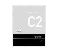 nielsen C2 Aluminium Picture Frame 40x50cm - Float Glass & Push/Turn Clips in White | Size: 40x50 cm Nielsen White 40x50 cm