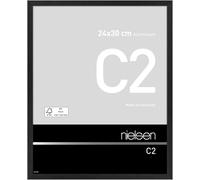 nielsen C2 Aluminium Picture Frame - Brushed Black 24x30cm - with Float Glass and Easy Push-Turn Clips