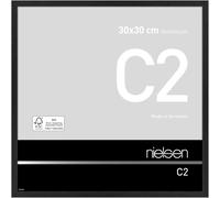 nielsen C2 Photo Frame, 30x30cm Black Aluminium Picture Frame with Protective Float Glass and Push and Turn Clips - Soft Black