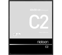 nielsen C2 Aluminium Picture Frame - Brushed Black 40x50cm - with Float Glass and Easy Push-Turn Clips