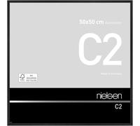 nielsen C2 Aluminium Picture Frame - Brushed Black 50x50cm - with Float Glass and Easy Push-Turn Clips