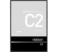 nielsen C2 Aluminium Picture Frame - Brushed Black A2, 42x59.4cm - with Float Glass and Easy Push-Turn Clips