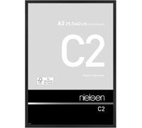 nielsen C2 Aluminium Picture Frame Brushed Black A3, 29.7x42cm with Float Glass and Push and Turn Clips