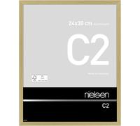 nielsen C2 Aluminium Picture Frame Brushed Gold 24x30cm with Float Glass and Push and Turn Clips