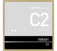 nielsen C2 Photo Frame, 30x30cm Gold Aluminium Picture Frame with Protective Float Glass and Push and Turn Clips - Soft Gold