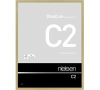 nielsen C2 Aluminium Picture Frame - Brushed Gold 30x40cm - with Float Glass and Easy Push-Turn Clips