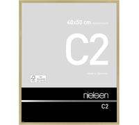 nielsen C2 Photo Frame, 40x50cm Gold Aluminium Picture Frame with Protective Float Glass and Push and Turn Clips - Soft Gold