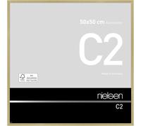 nielsen C2 Aluminium Picture Frame - Brushed Gold 50x50cm - with Float Glass and Easy Push-Turn Clips