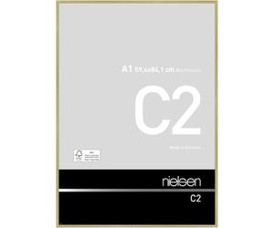 nielsen C2 Aluminium Picture Frame - Brushed Gold A1, 59.4x84.1cm - with Float Glass and Easy Push-Turn Clips