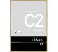 nielsen C2 Aluminium Picture Frame - Brushed Gold A2, 42x59.4cm - with Float Glass and Easy Push-Turn Clips
