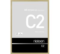 nielsen C2 Aluminium Picture Frame - Brushed Gold A3, 29.7x42cm - with Float Glass and Easy Push-Turn Clips