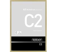 nielsen C2 Aluminium Picture Frame Brushed Gold A3, 29.7x42cm with Float Glass and Push and Turn Clips