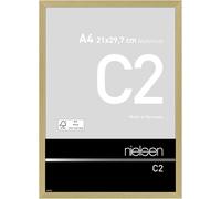 nielsen C2 Photo Frame, A4, 21x29.7cm Gold Aluminium Picture Frame with Protective Float Glass and Push and Turn Clips - Soft Gold