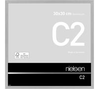 nielsen C2 Aluminium Picture Frame Brushed Silver 30x30cm with Float Glass and Push and Turn Clips