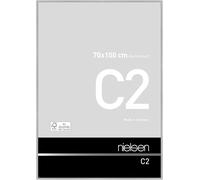 nielsen C2 Aluminium Picture Frame - Brushed Silver 70x100cm - with Float Glass and Easy Push-Turn Clips
