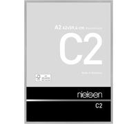 nielsen C2 Aluminium Picture Frame - Brushed Silver A2, 42x59.4cm - with Float Glass and Easy Push-Turn Clips