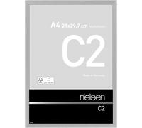 nielsen C2 Aluminium Picture Frame Brushed Silver A4, 21x29.7cm with Float Glass and Push and Turn Clips