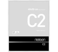 nielsen C2 Aluminium Picture Frame Polished White 40x50cm with Float Glass and Push and Turn Clips