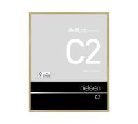 nielsen C2 Photo Frame, 40x50cm Gold Aluminium Picture Frame with Protective Float Glass and Push and Turn Clips - Soft Gold