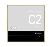 Nielsen C2 Brushed Gold Aluminium Picture Frame 50X50Cm - With Float Glass And Push/turn Clips