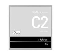 nielsen C2 Aluminium Picture Frame Brushed Silver 30x30cm with Float Glass and Push and Turn Clips