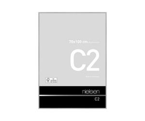 Nielsen C2 Brushed Silver Aluminium Picture Frame 70X100Cm - With Float Glass And Push/turn Clips