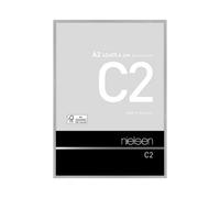 nielsen C2 Aluminium Picture Frame - Brushed Silver A2, 42x59.4cm - with Float Glass and Easy Push-Turn Clips
