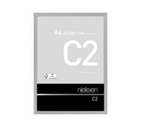 nielsen C2 Aluminium Picture Frame Brushed Silver A4, 21x29.7cm with Float Glass and Push and Turn Clips