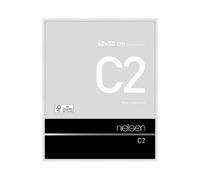 nielsen C2 Aluminium Picture Frame Polished White 40x50cm with Float Glass and Push and Turn Clips