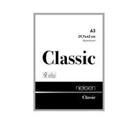 nielsen Classic Aluminium Picture Frame A3 - Float Glass, Push/Turn Clips in Silver Nielsen Silver