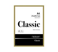 nielsen Classic Aluminium Picture Frame A4 - Float Glass, Push/Turn Clips in Gold Nielsen Gold