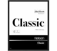 nielsen Classic Aluminium Picture Frame - Polished Black 28x35cm - with Float Glass and Easy Push-Turn Clips