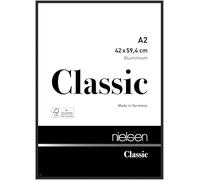 nielsen Classic Aluminium Picture Frame - Polished Black A2, 42x59.4cm - with Float Glass and Easy Push-Turn Clips