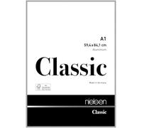 nielsen Classic Aluminium Picture Frame - Polished Silver A1, 59.4x84.1cm - with Float Glass and Easy Push-Turn Clips