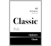 nielsen Classic Aluminium Picture Frame Polished Silver A3, 29.7x42cm with Float Glass and Push and Turn Clips