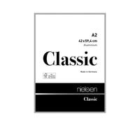 nielsen Classic Aluminium Picture Frame Polished Silver A2, 42x59.4cm with Float Glass and Push and Turn Clips