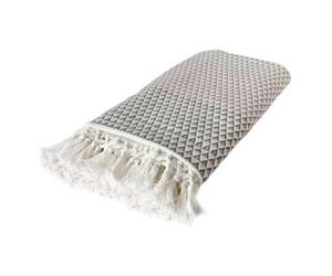 Nielsen Dana Large Throw Blanket With Boho Tassles - Grey White And Mauve