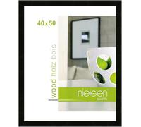 nielsen Essential Photo Frame, 40x50cm Black Wooden Picture Frame with Protective Float Glass and Push and Turn Clips - Black
