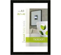 nielsen Essential Photo Frame, A3, 29.7x42cm Black Wooden Picture Frame with Protective Float Glass and Push and Turn Clips - Black