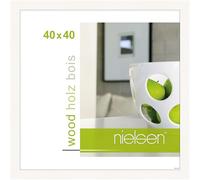 nielsen Essential Photo Frame, 40x40cm White Wooden Picture Frame with Protective Float Glass and Push and Turn Clips - White