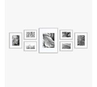 nielsen 7-Piece Aluminium Picture Frame Gallery Set, Grey for 6x4in, 5x7in and 8x10in Photos with Glass Front and Push and Turn Clips, Hanging Wall Template Included
