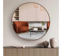 Nielsen Jaron Round Aluminium Wall Mirror 80Cm - Walnut, Brown