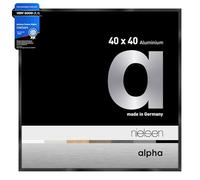nielsen Alpha Polished Black Aluminium Picture Frame - 40x40cm - with Float Glass and Easy Push-Turn Clips - For Photos and Art