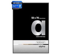 nielsen Alpha Aluminium Picture Frame Polished Dark Grey 50x70cm with Float Glass and Push and Turn Clips